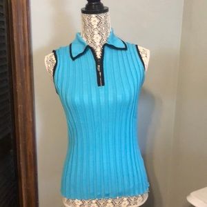 Sleeveless top with rhinestone zipper